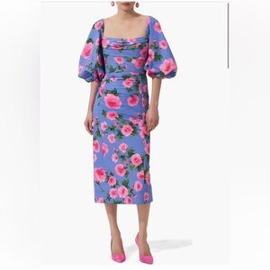 Carolina Herrera Floral Print Puff Sleeve Dress - size 6